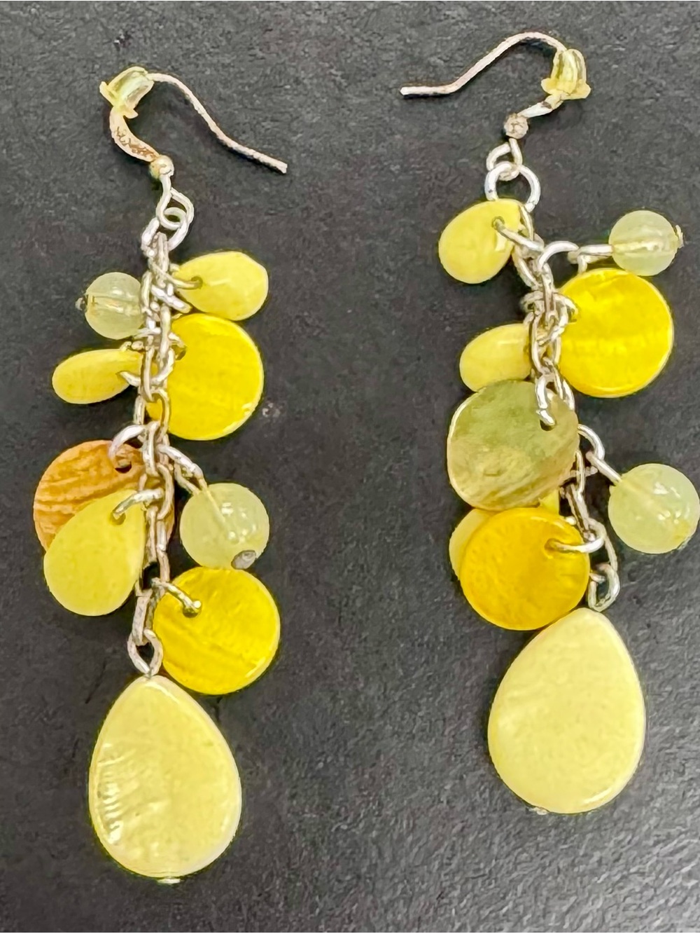 Yellow Dangle Disc Earrings - Women Costume Jewelry